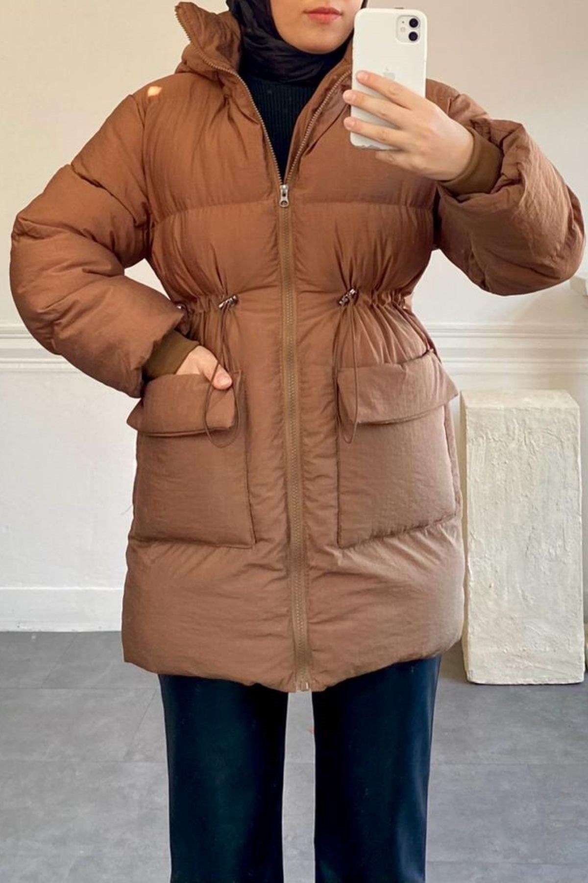 TABA BÜZGÜ DETAYLI KAPİTONE MONT