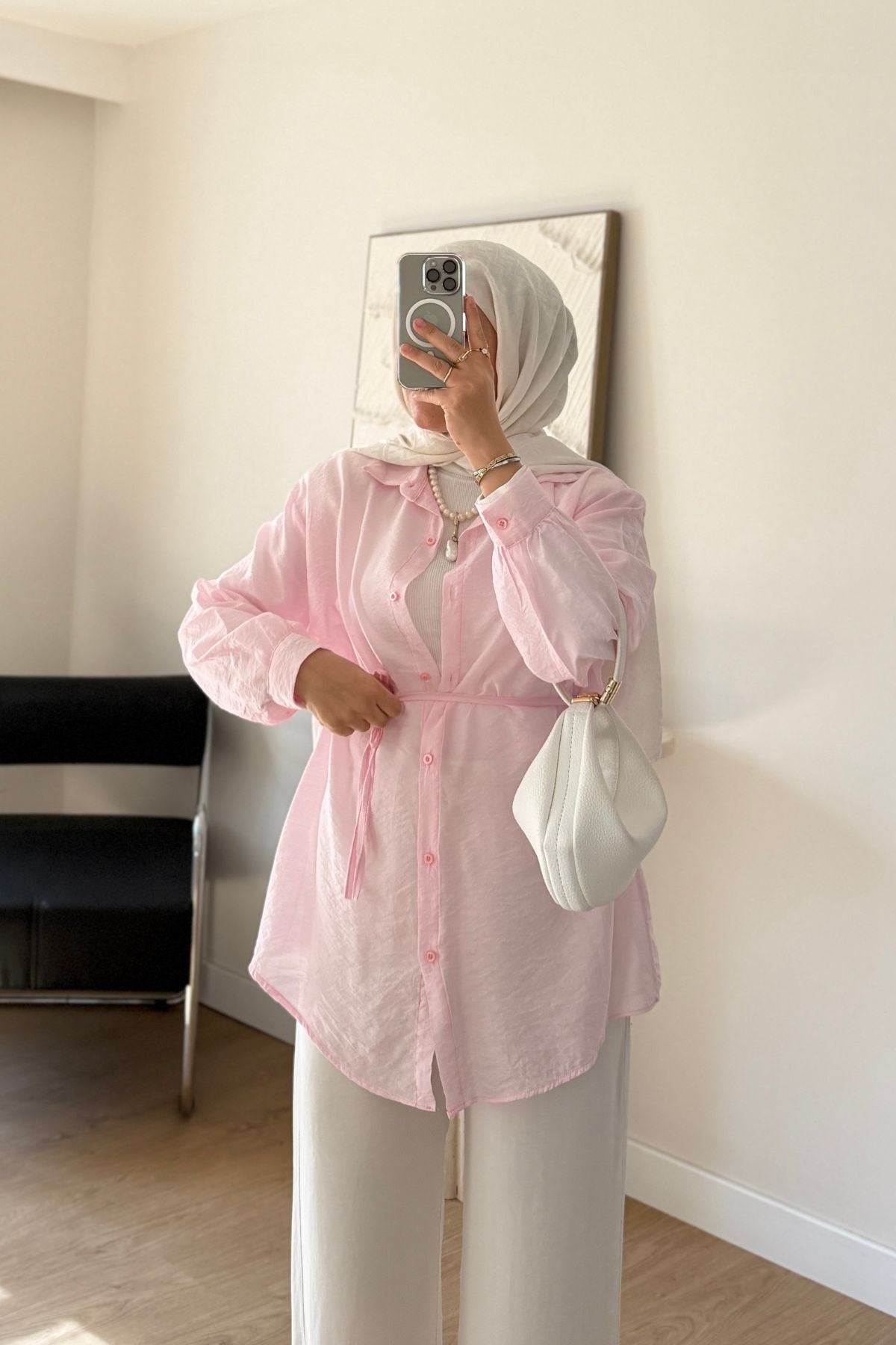 TOZ PEMBE MİLİUM GÖMLEK 