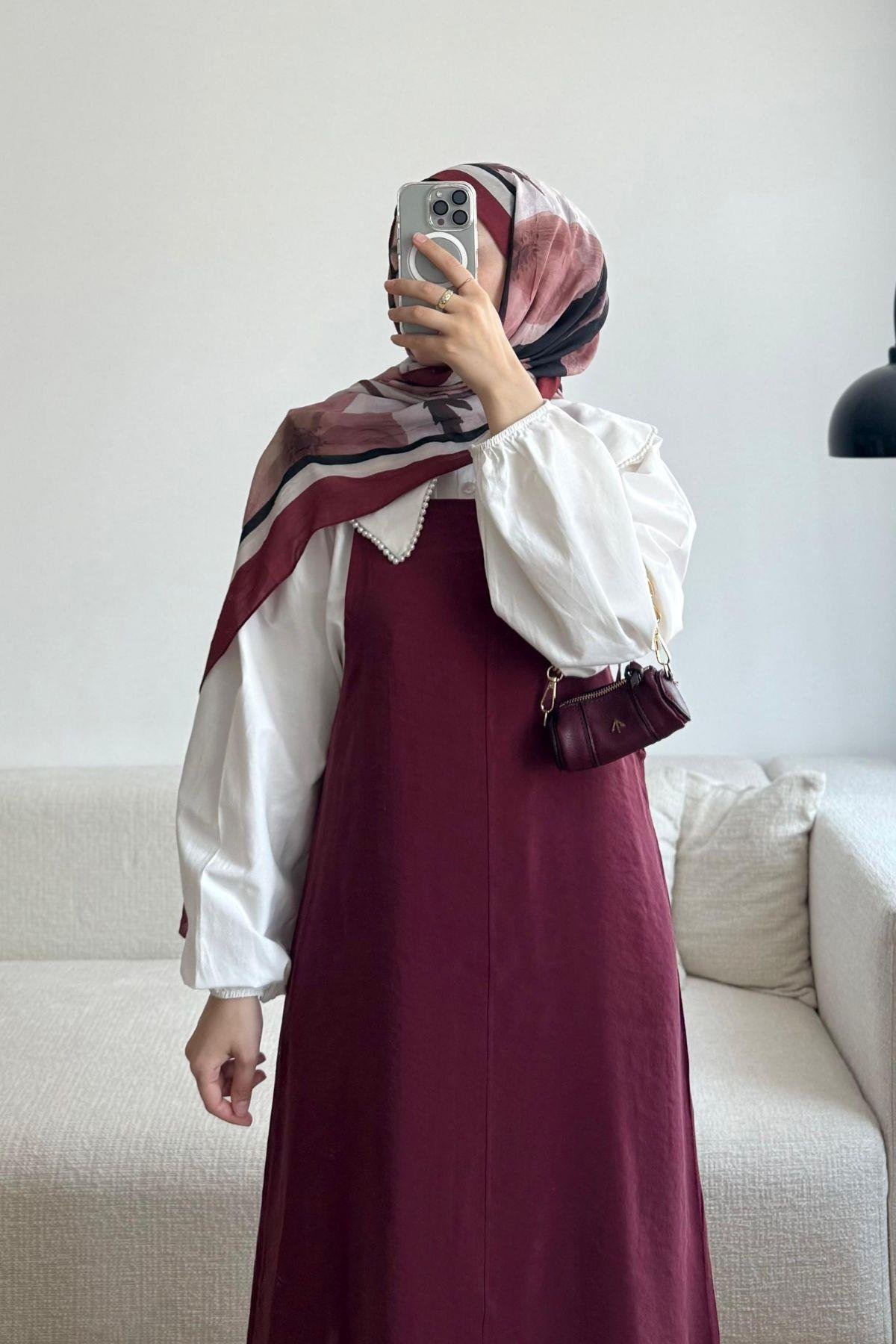 VİŞNE ÇÜRÜĞÜ İNCE ASKILI AYARLI TENSEL JİLE 