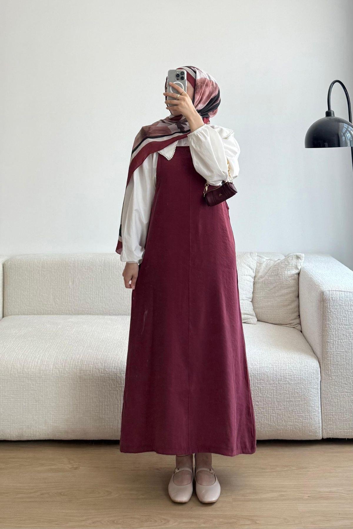 VİŞNE ÇÜRÜĞÜ İNCE ASKILI AYARLI TENSEL JİLE 