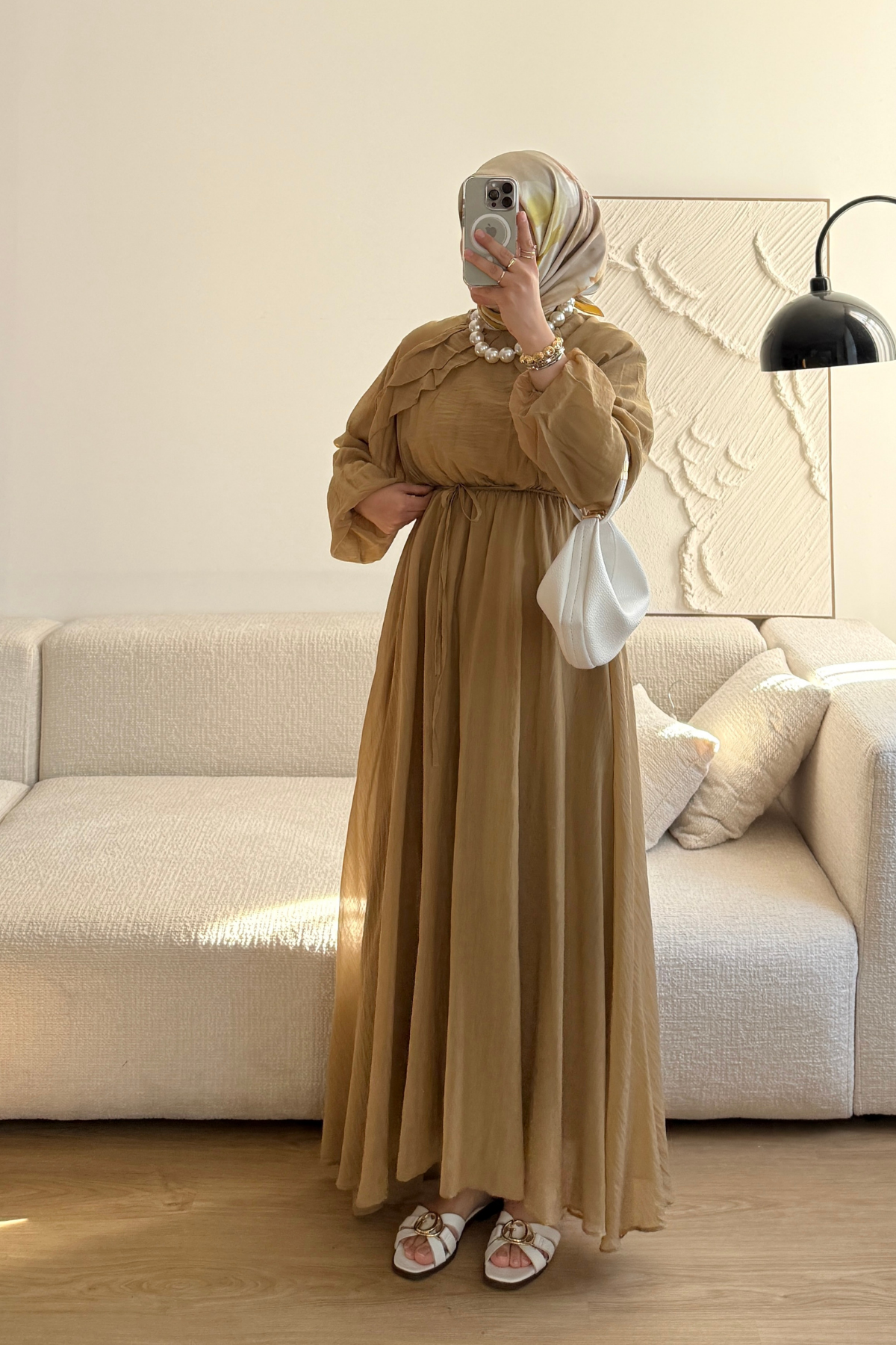YAĞ YEŞİL MATMAZEL ŞİFON ELBİSE