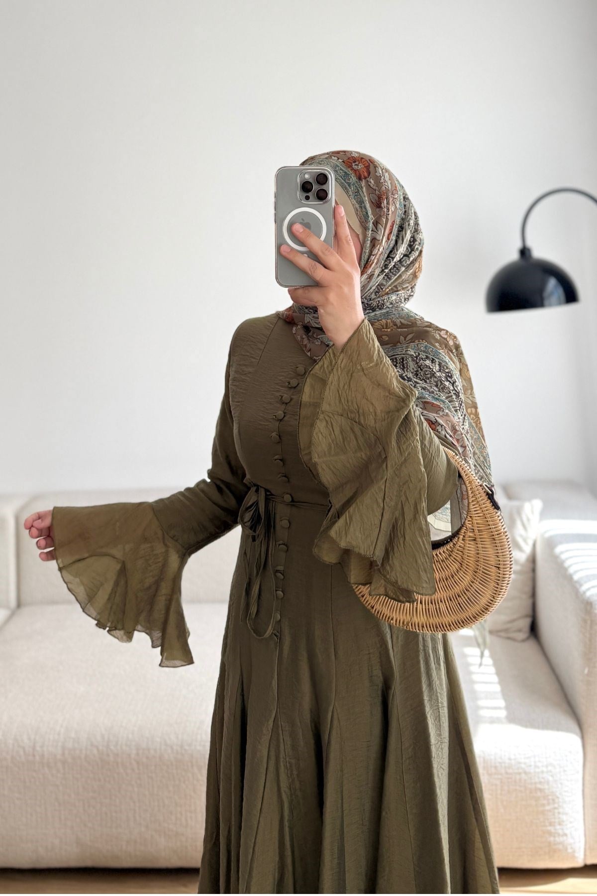 YAĞYEŞİL PRENSES ŞİFON ELBİSE