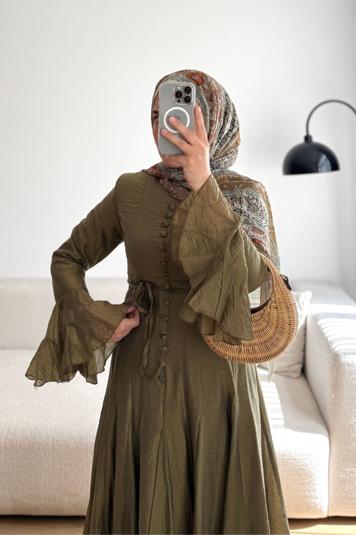 YAĞYEŞİL PRENSES ŞİFON ELBİSE