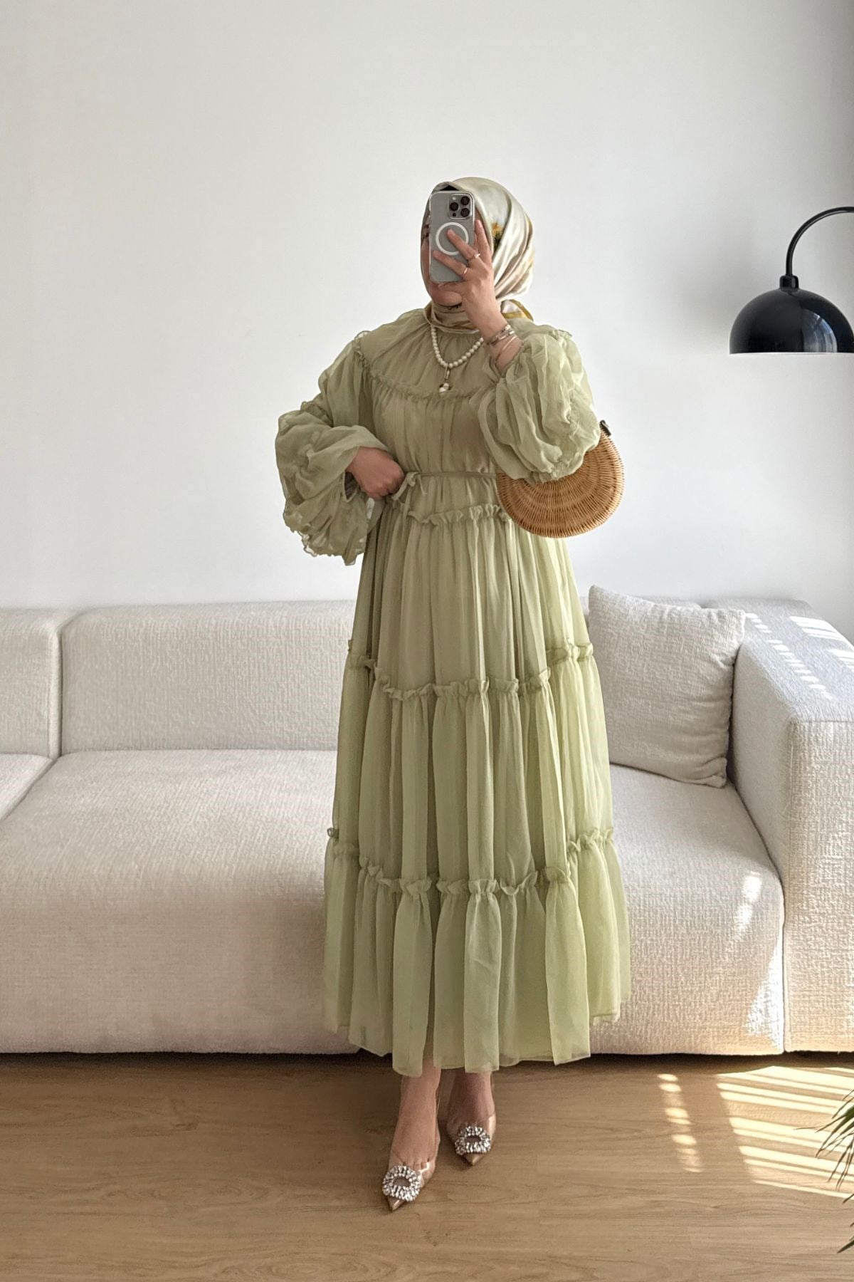 YEŞİL CANDY ŞİFON ELBİSE