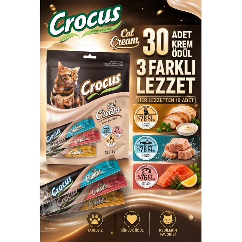 Crocus Karışık Çoklu Krema Kedi Ödülü 30x15g