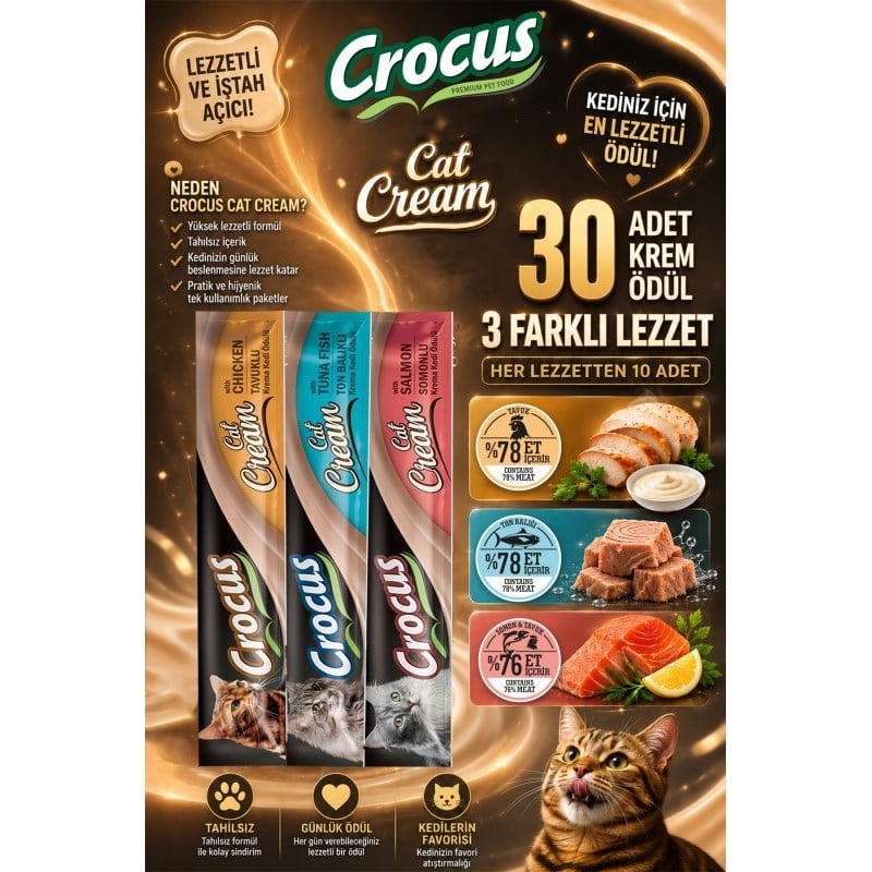 Crocus Karışık Çoklu Krema Kedi Ödülü 30x15g
