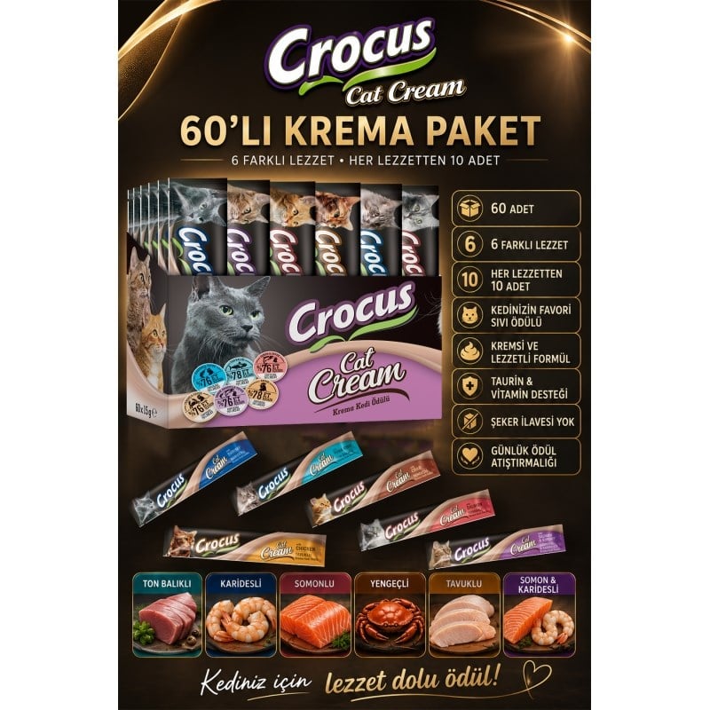Crocus Multıpack 6 Çeşit Krema Kedi Ödülü 900gr 60x15gr)