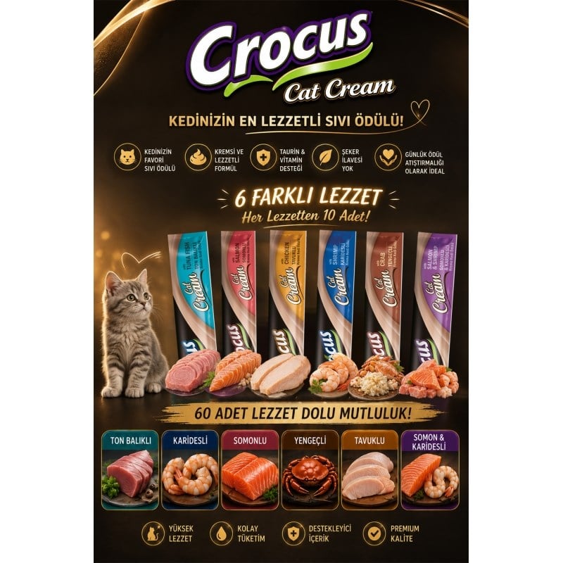Crocus Multıpack 6 Çeşit Krema Kedi Ödülü 900gr 60x15gr)