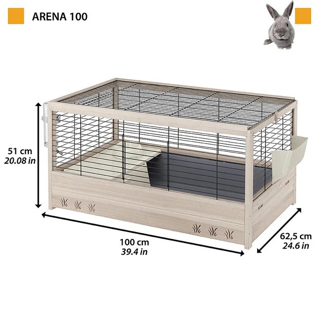 Ferplast Arena 100 Ahşap Tavşan Kafesi 100x62,5x51cm