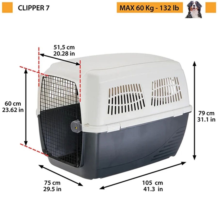 Ferplast Clipper 7 Plus Kedi Köpek Taşıma Kafesi 105x75x79cm