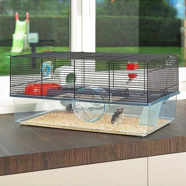 Ferplast Favola Çift Katlı Hamster Kafesi Siyah 60x36x30Cm