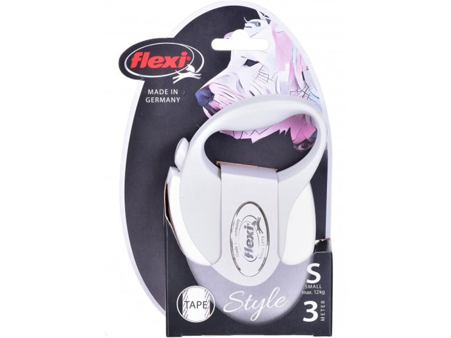 Flexi Style Beyaz Otomatik Şerit Tasma Small 3 Metre 12 Kg