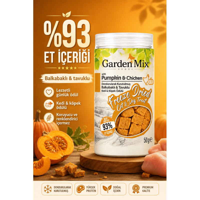 Garden Mix (freeze Dried) Balkabaklı Ve Tavuklu Kedi Ve Köpek Ödül Maması 50 Gr