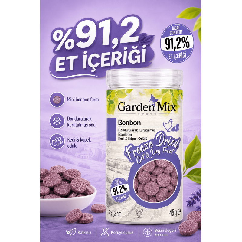 Garden Mix (freeze Dried) Bonbon Kedi Ve Köpek Ödül Maması 45 Gr