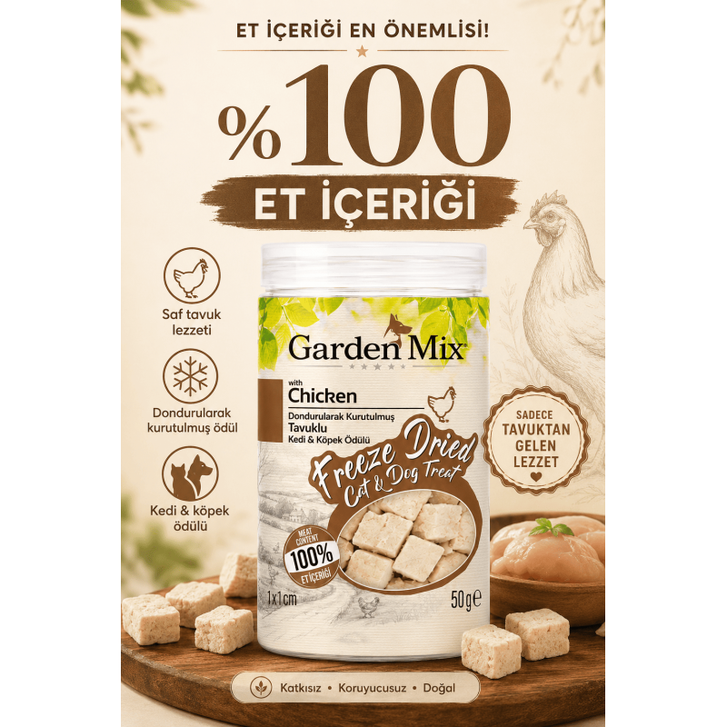 Garden Mix (freeze Dried) Tavuklu Kedi Ve Köpek Ödül Maması 50 Gr