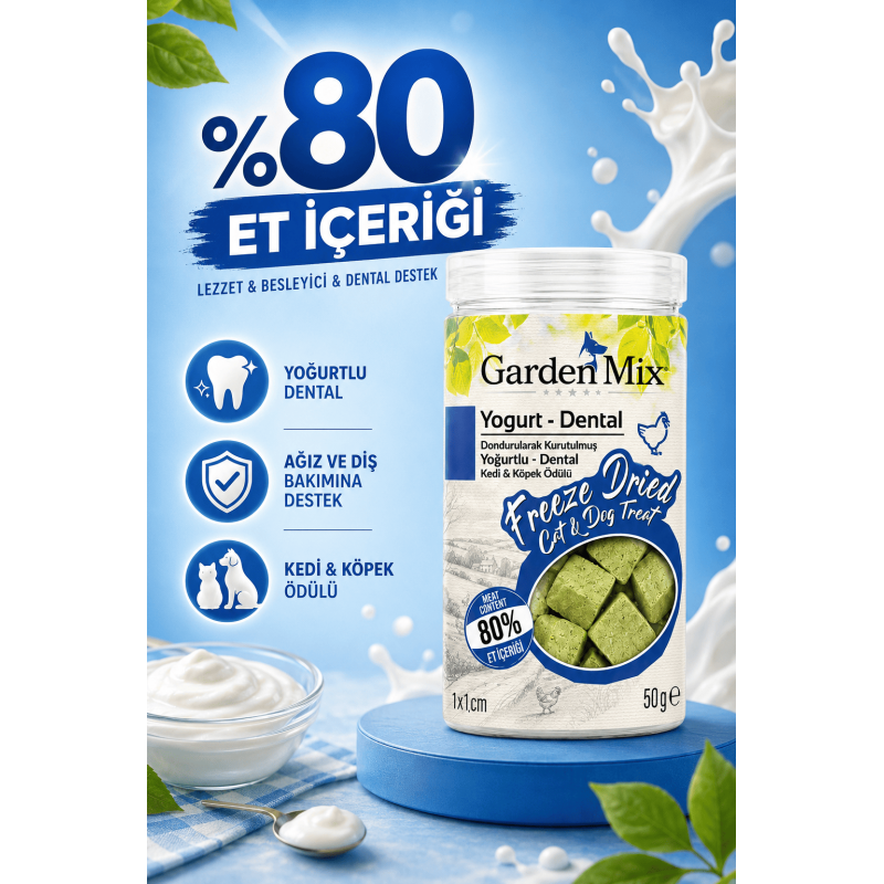 Garden Mix (freeze Dried) Yoğurtlu Ve Tavuklu Dental Kedi Ve Köpek Ödül Maması 50 Gr