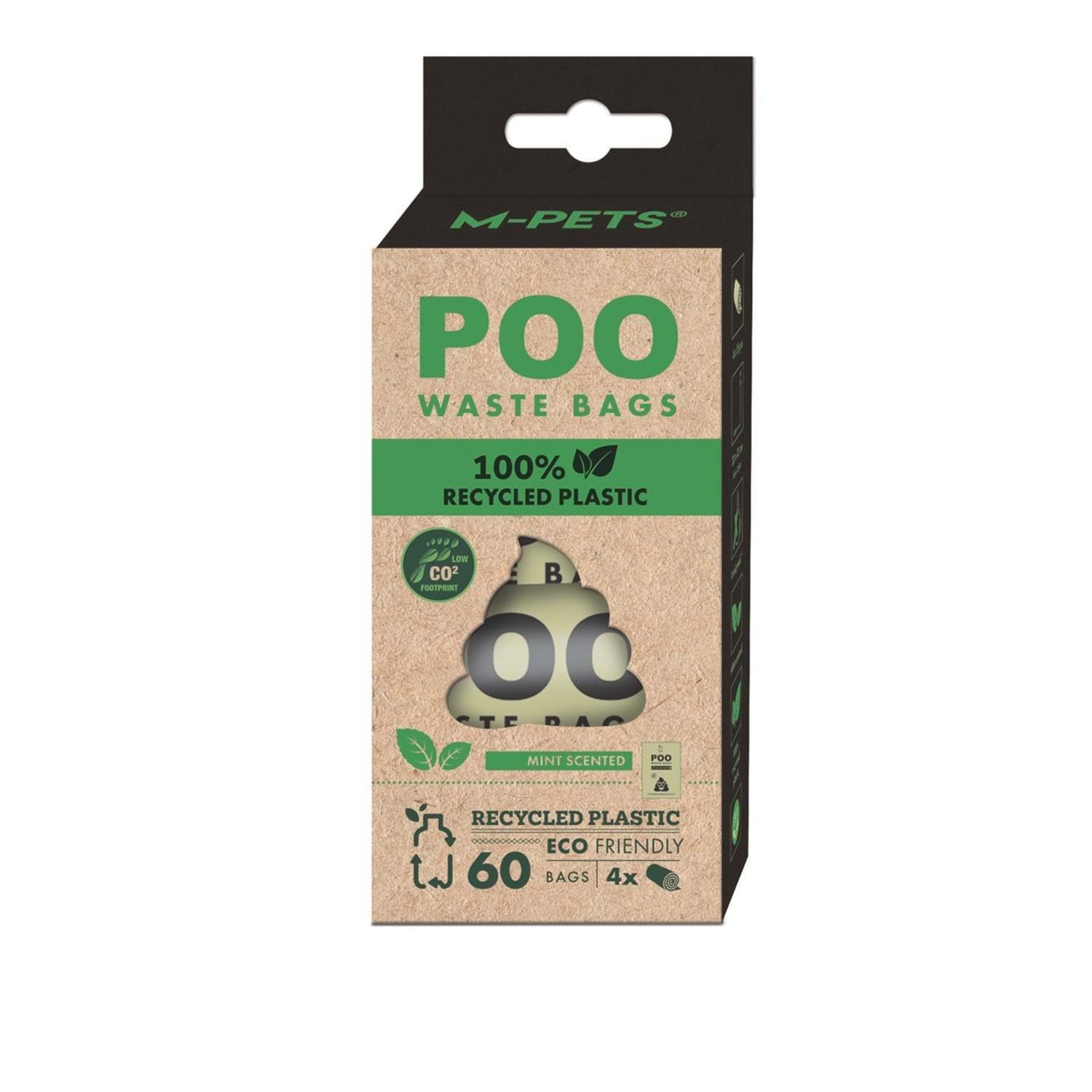 M-Pets 100% Recycled Dışkı Toplama Poşeti 15 Yaprak Nane Kokulu 4lü Paket
