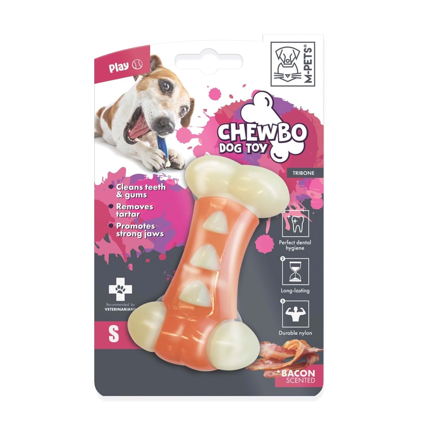 M-PETS Chewbo Tribone Dental Et Aromalı Köpek Oyuncağı (S)