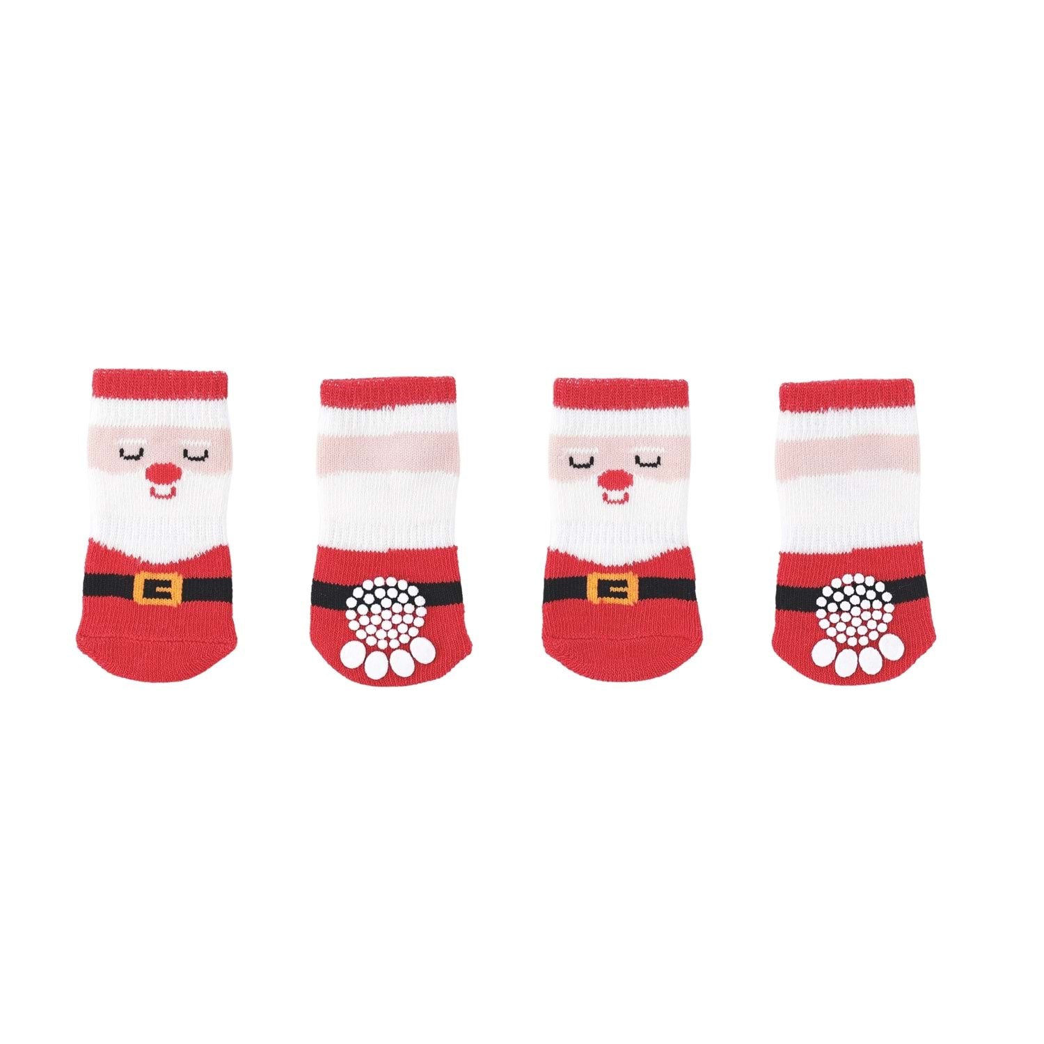 M-Pets Christmas Clothes Santa Socks Kaymaz Tabanlı Kedi ve Köpek Çorabı 4'lü