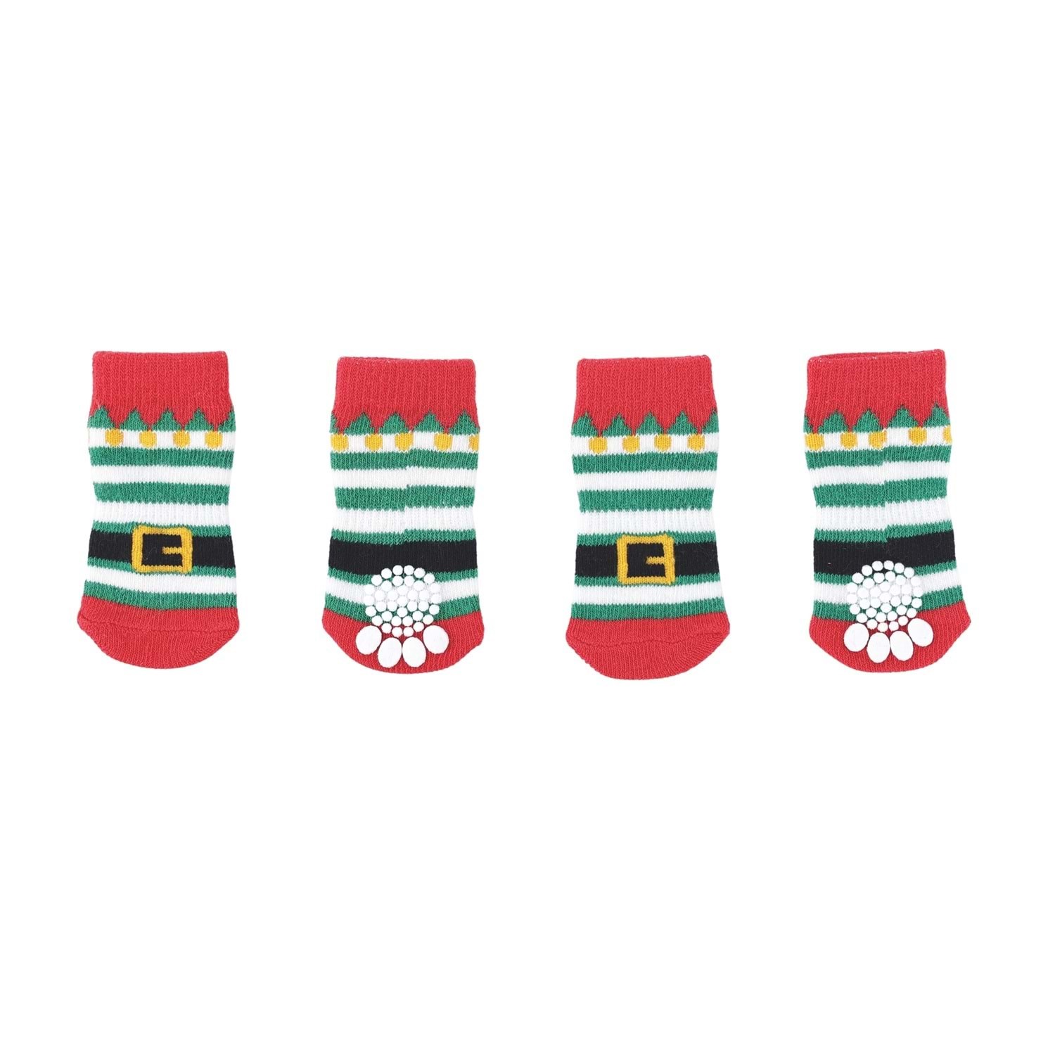 M-PETS Christmas Elf Kaymaz Tabanlı Çorap 4Lü