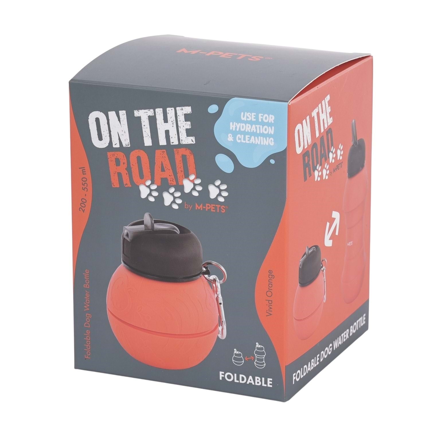 M-Pets On The Road Katlanabilen Seyahat Suluğu 200-550ml Orange
