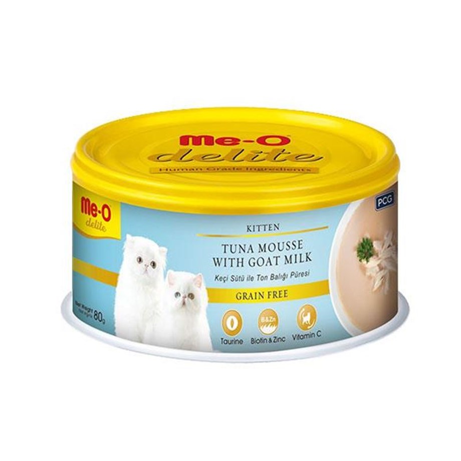 Meo Delite Keçi Sütlü Ton Balıklı Tahılsız Ezme Yavru Kedi Konservesi 80 Gr