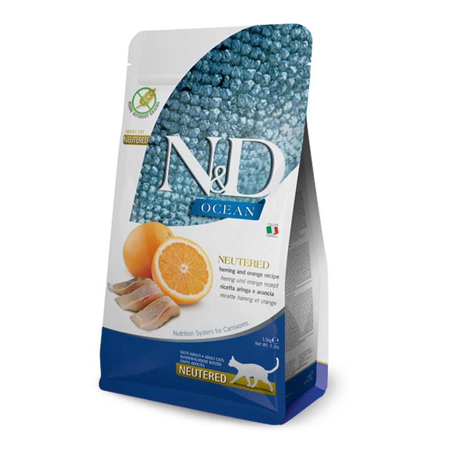 Nd Ocean Ringa Balıklı Portakallı Kısırlaştırılmış Kedi Maması 1,5 Kg