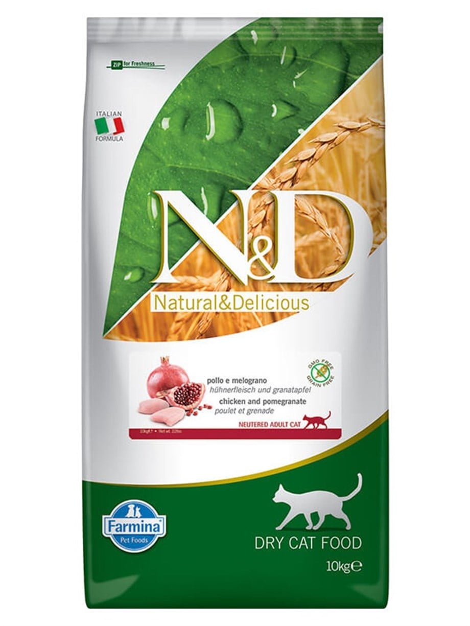 Nd Tavuk ve Narlı Tahılsız Kısırlaştırılmış Kedi Maması 10 Kg