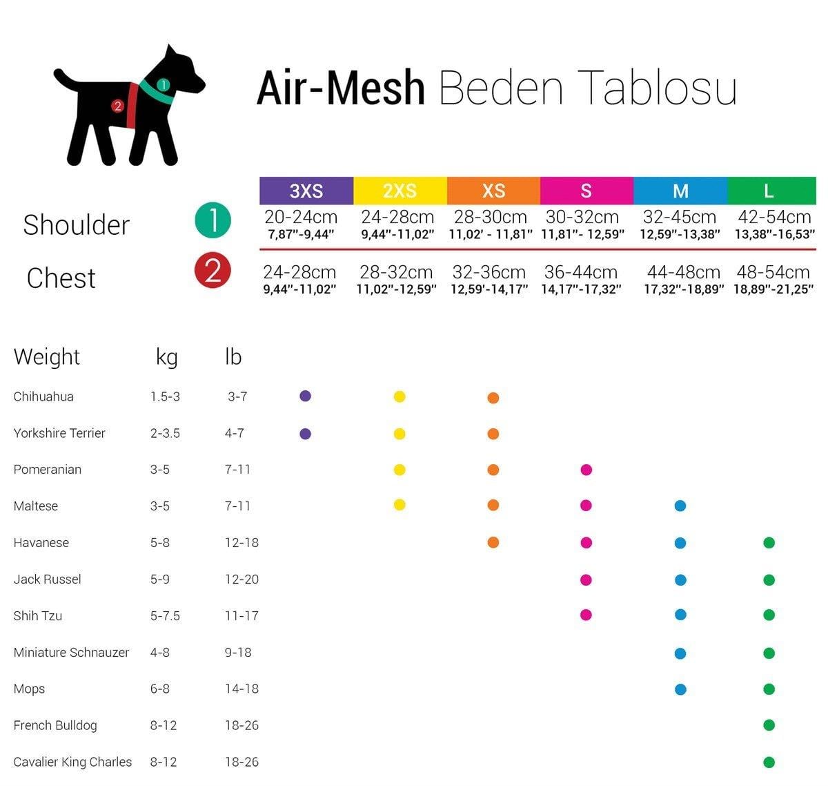 Tailpetz Air-Mesh Harness Köpek Göğüs Tasması 3XSmall Yeşil
