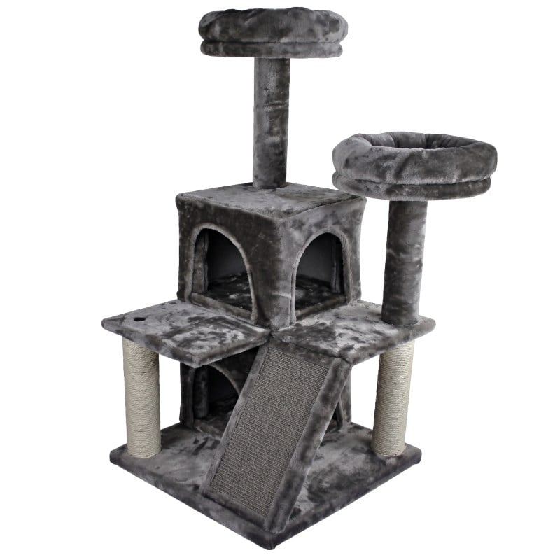 Tommy Çok Katlı Lüks Kedi 50x50x116 Evli Tırmalama Gri