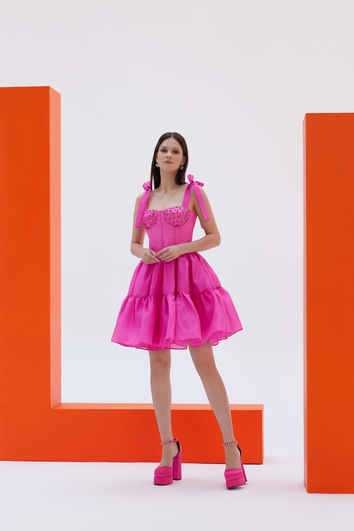 Pembe Mini Organze ElbiseJAQAR