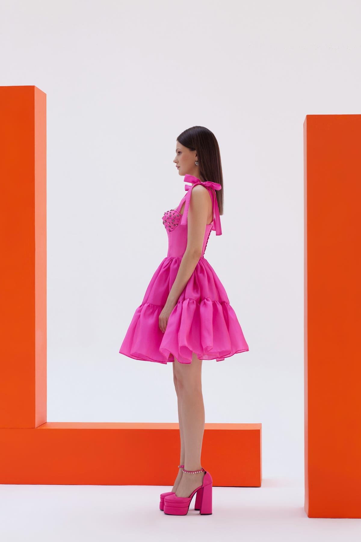 Pembe Mini Organze ElbiseJAQAR