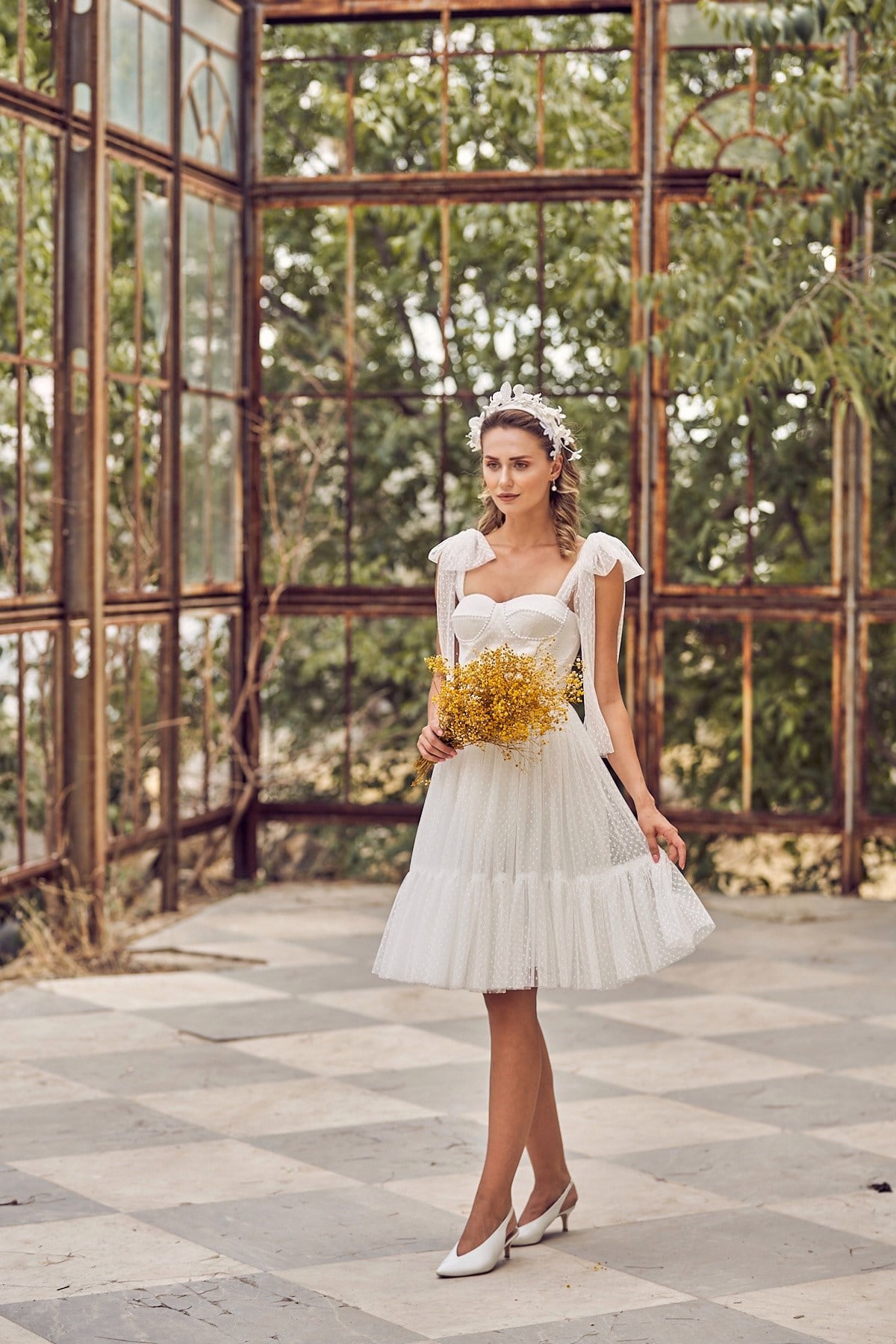 Puantiyeli Mini Helen Nikah ElbisesiJAQAR
