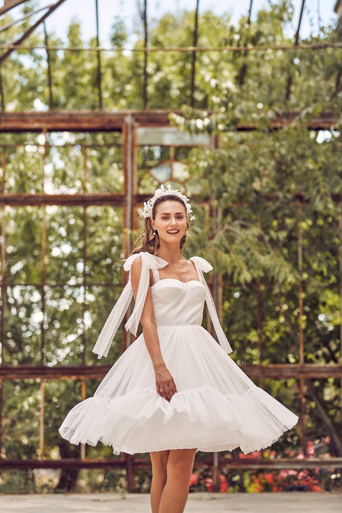 Puantiyeli Mini Helen Nikah ElbisesiJAQAR