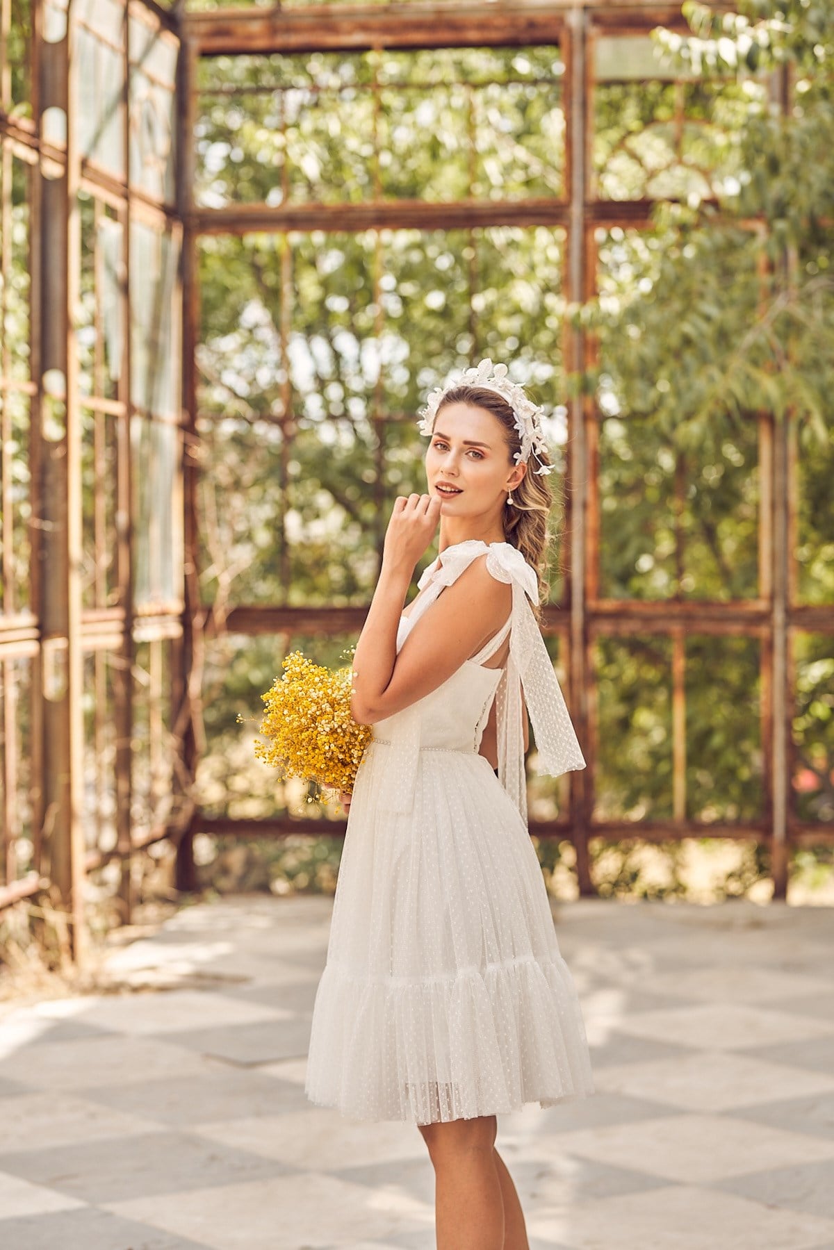 Puantiyeli Mini Helen Nikah ElbisesiJAQAR