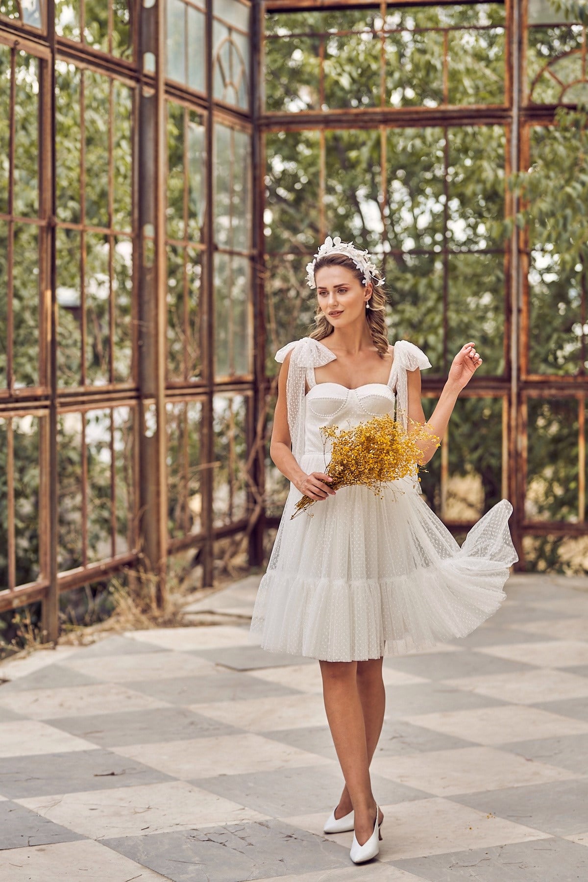 Puantiyeli Mini Helen Nikah ElbisesiJAQAR