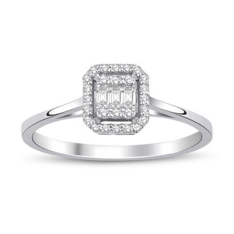 0.17 Karat Pırlanta Baget Yüzük Sevgililer Günü Özel