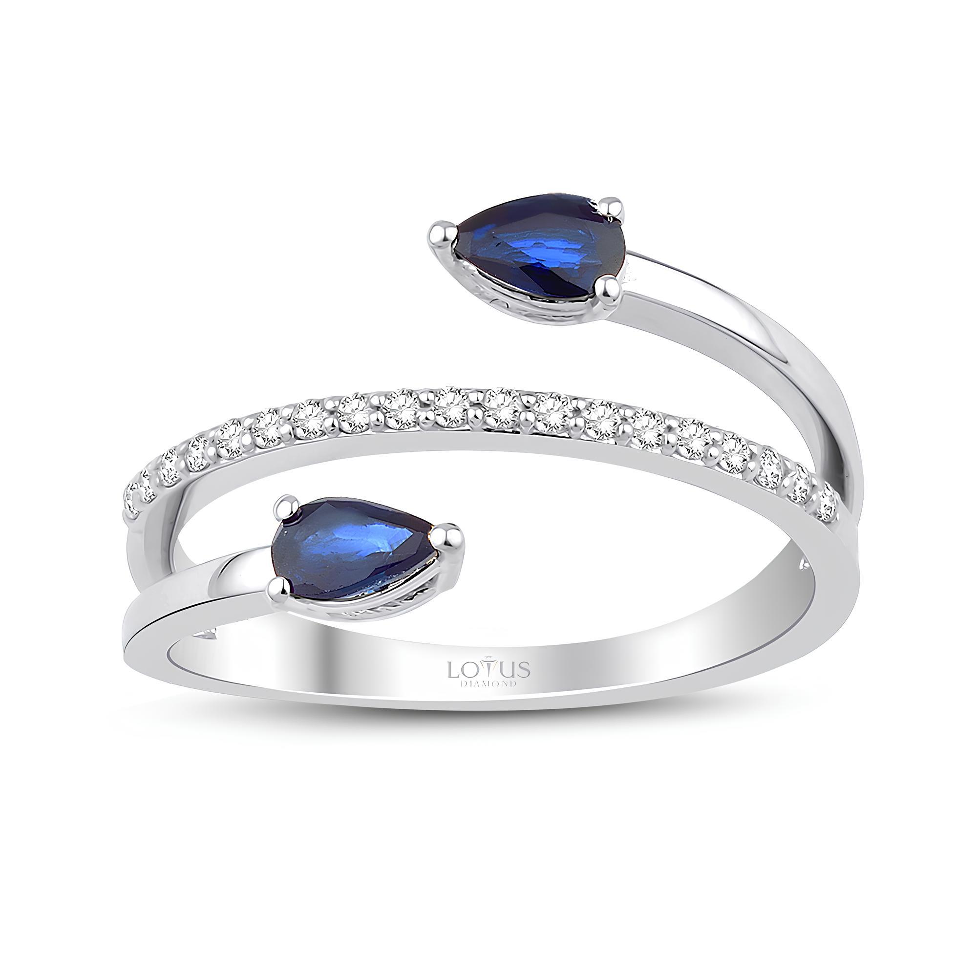 0.80 Karat Pırlanta Safir Tasarım Yüzük