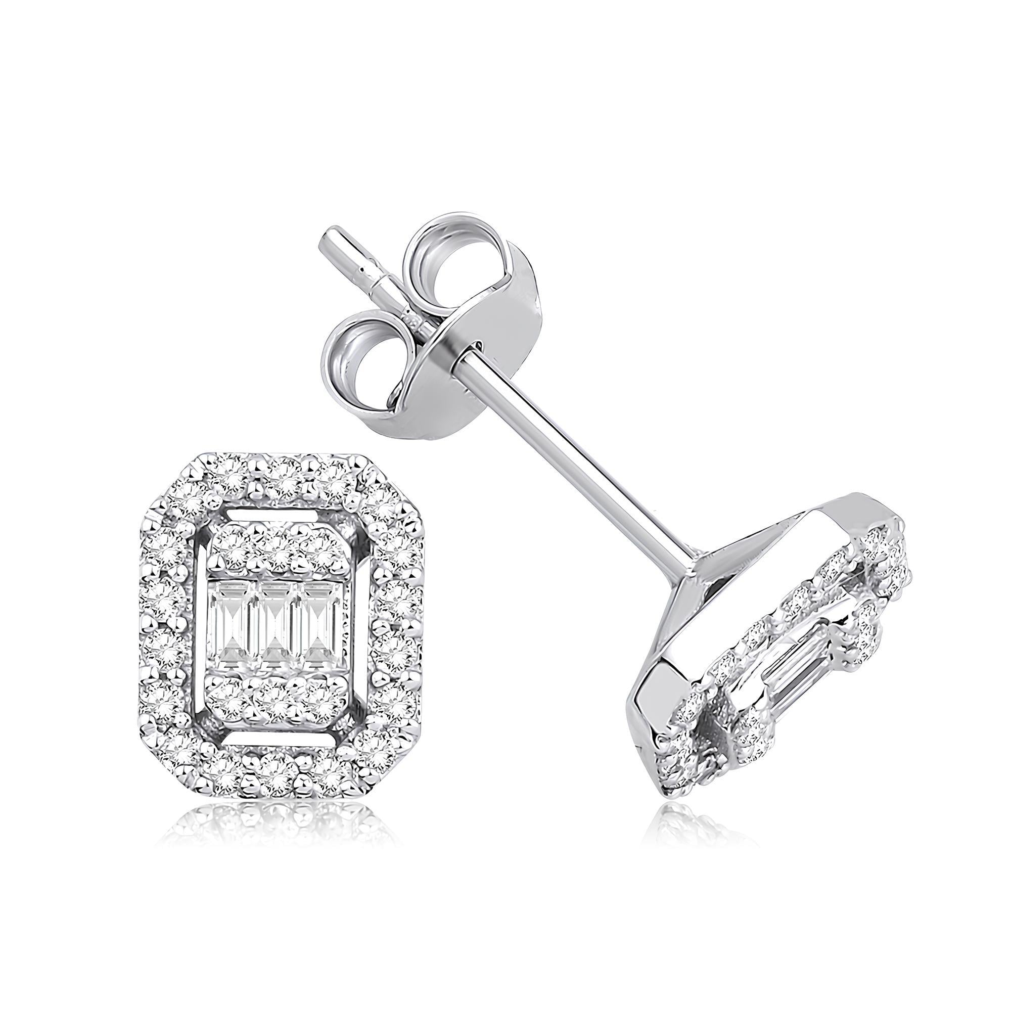 0.30 Karat Pırlanta Baget Küpe