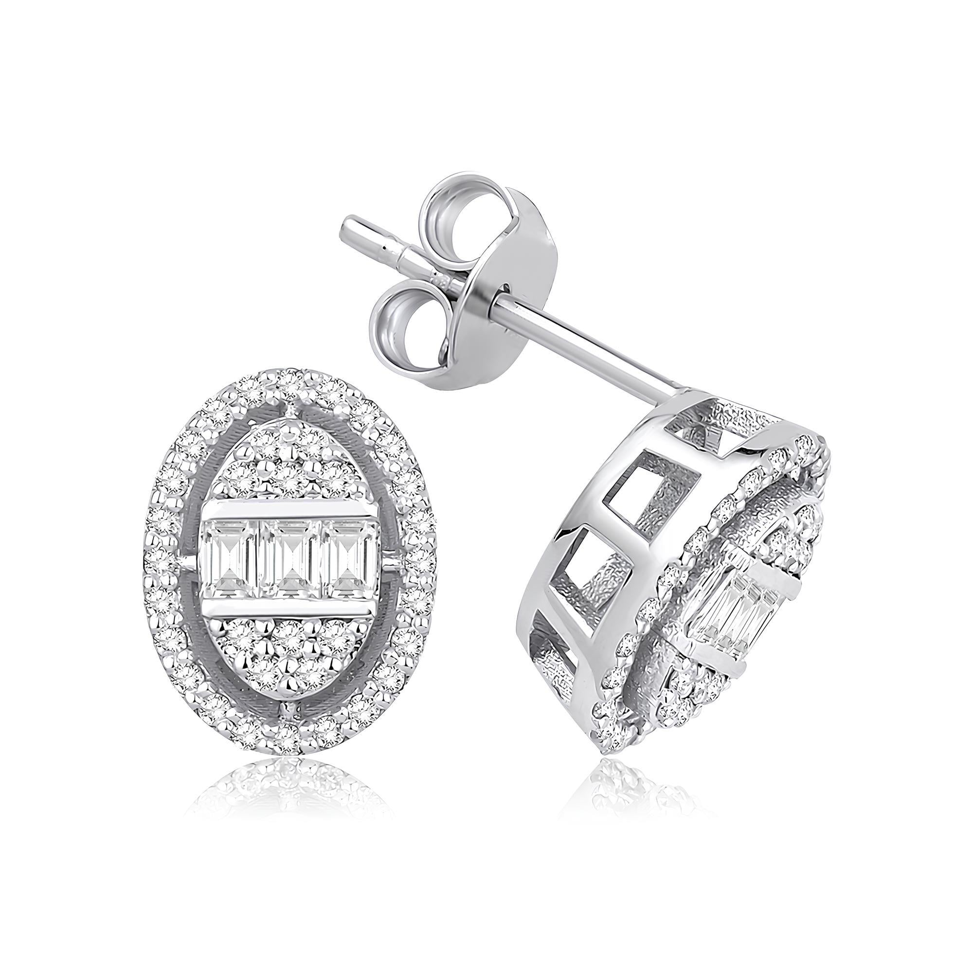 0.42 Karat Pırlanta Baget Tasarım Küpe