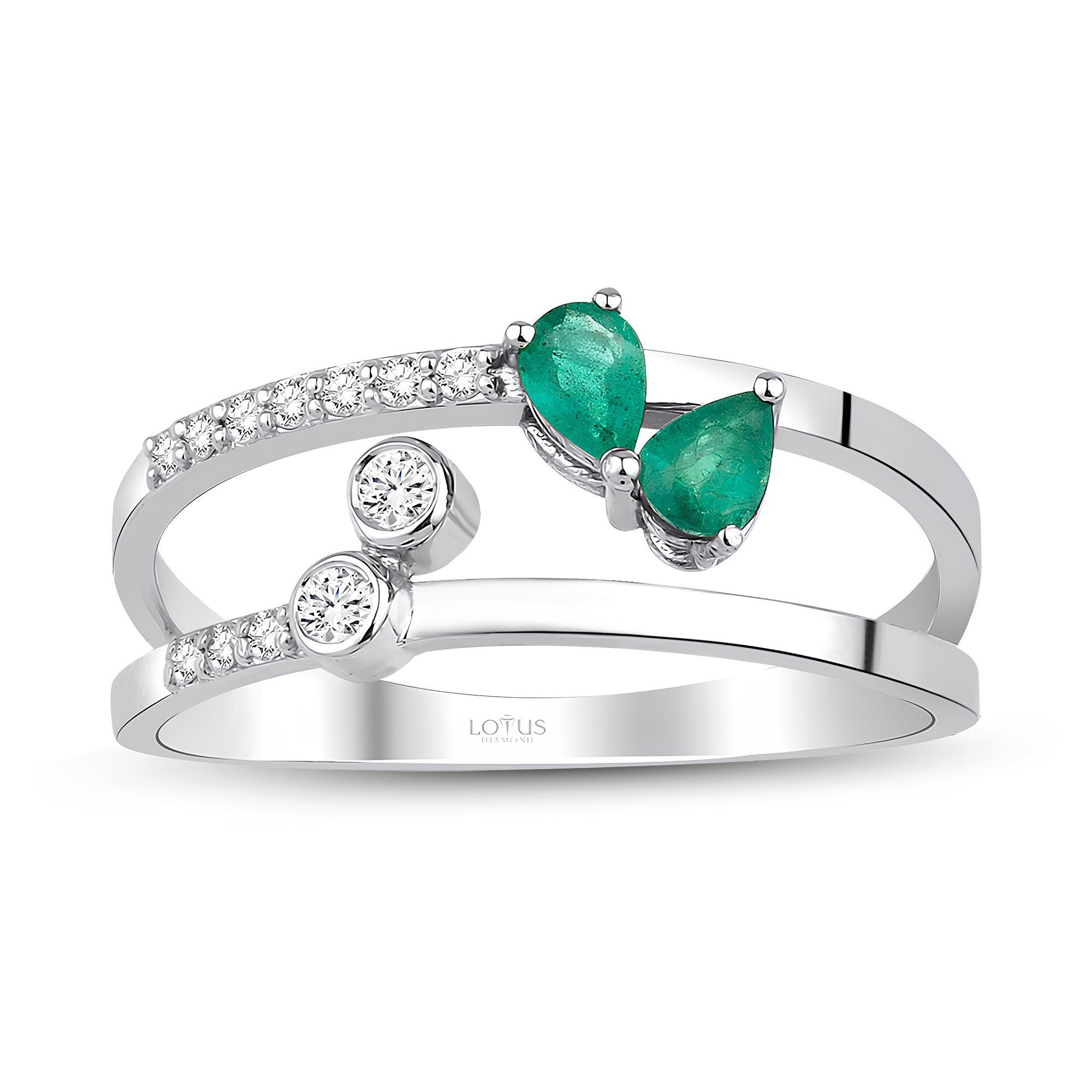 0.10 Karat Pırlanta Zümrüt Yüzük