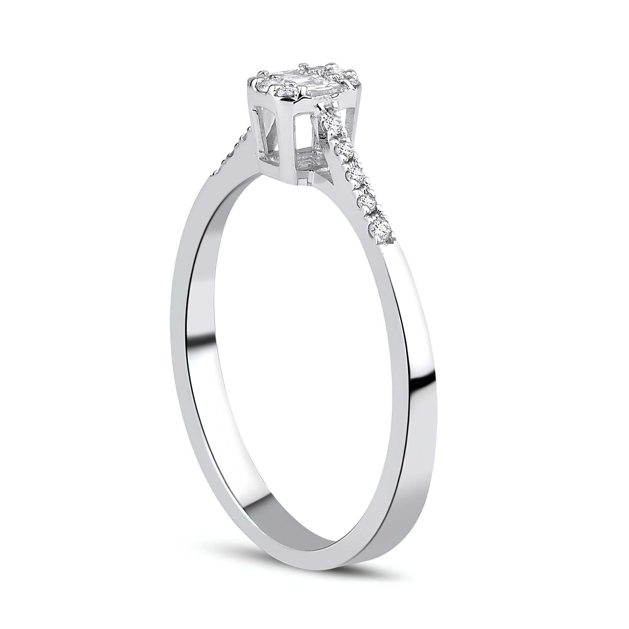 0.14 Karat Pırlanta Baget Yüzük