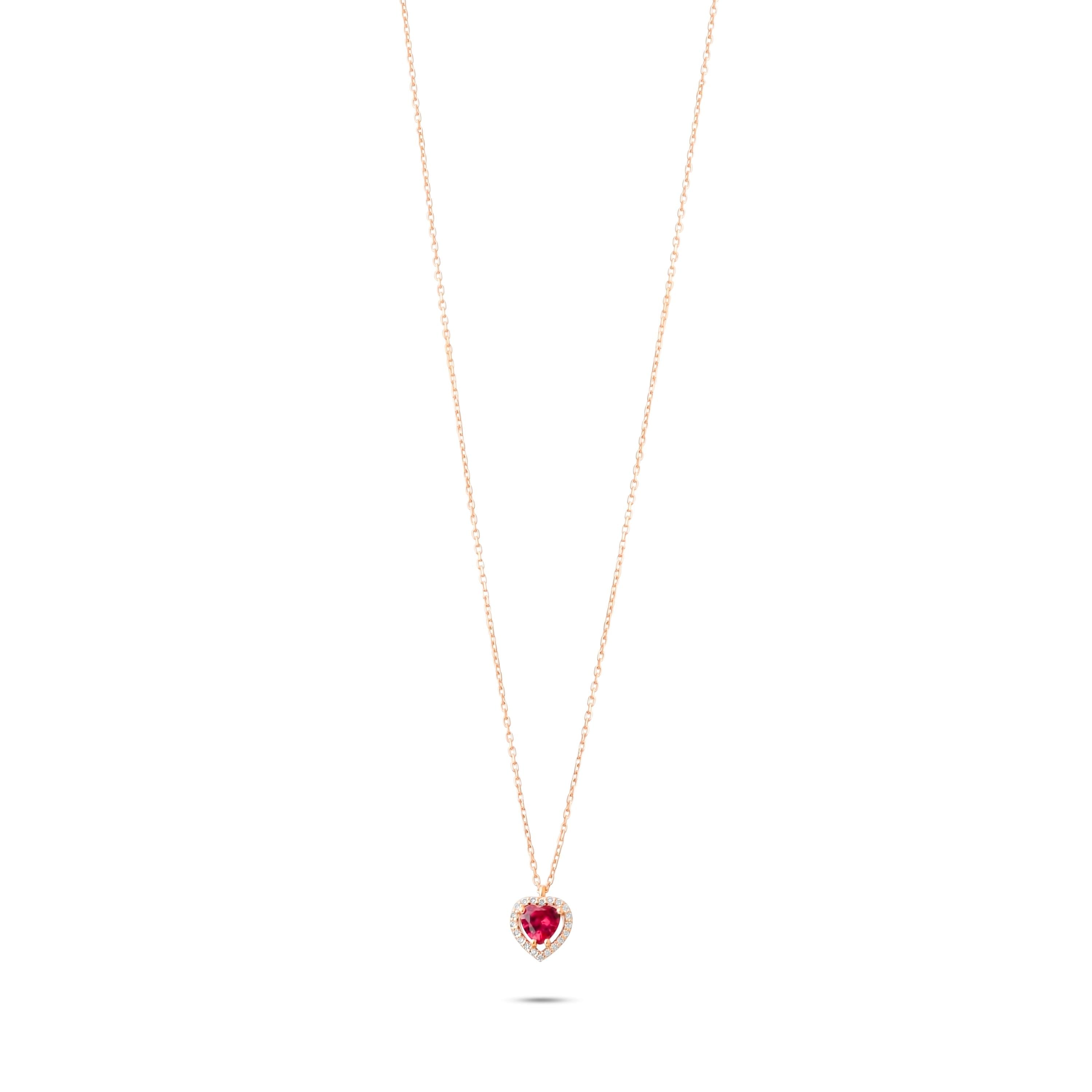 0.68 Karat Pırlanta Yakut Kolye Sevgililer Günü Özel