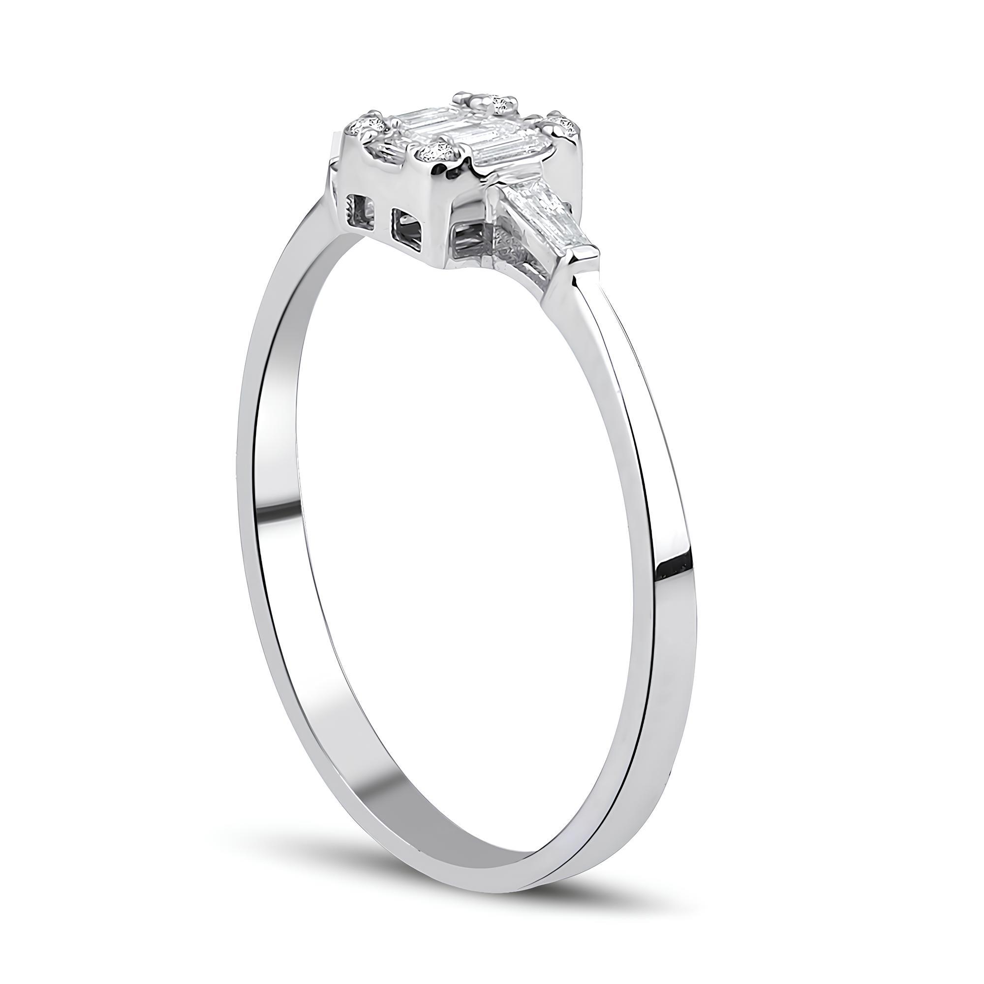 0.19 Karat Pırlanta Baget Yüzük