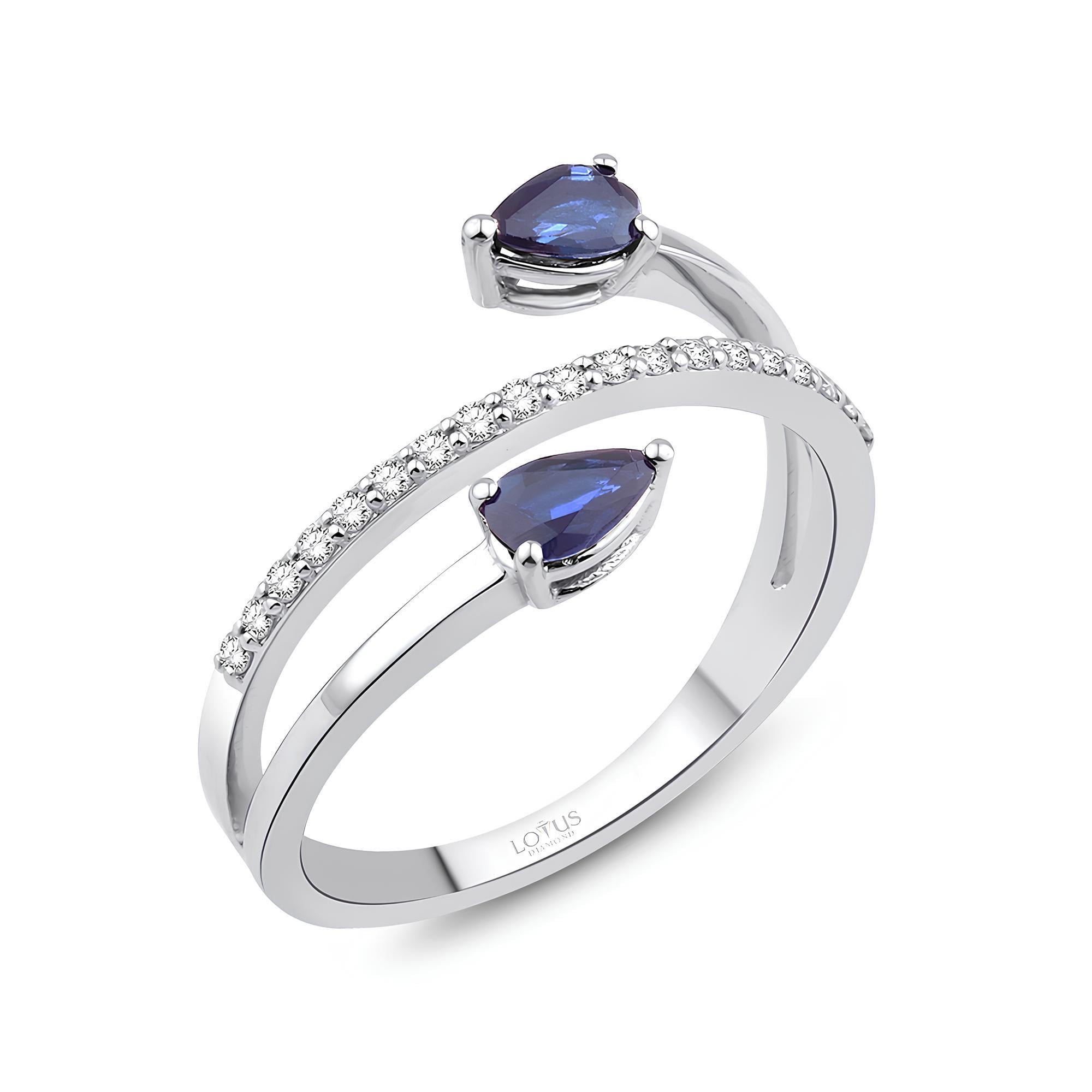 0.80 Karat Pırlanta Safir Tasarım Yüzük