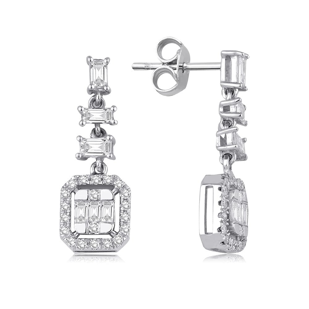 0.65 Karat Pırlanta Baget Küpe