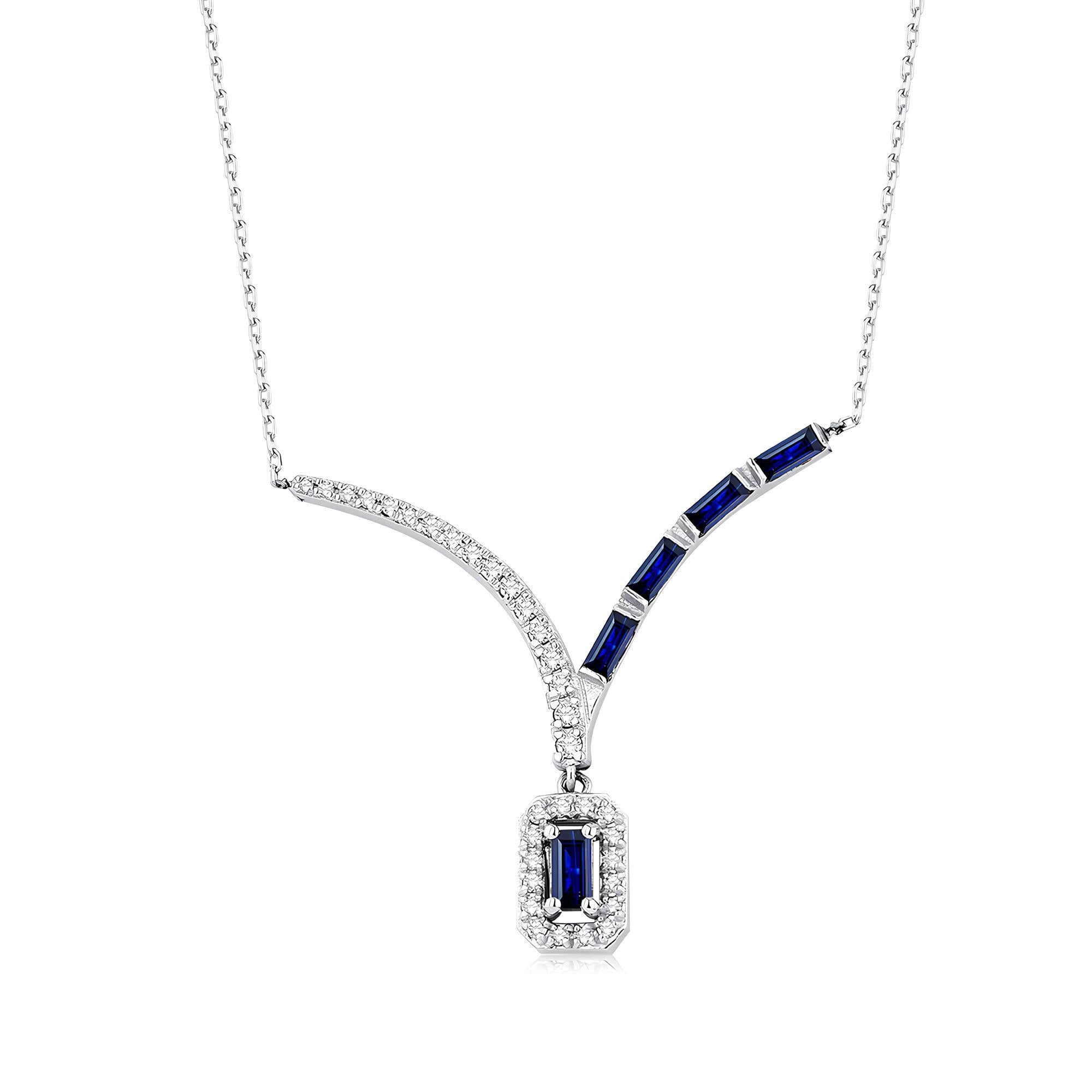 0.43 Karat Pırlanta Safir Kolye