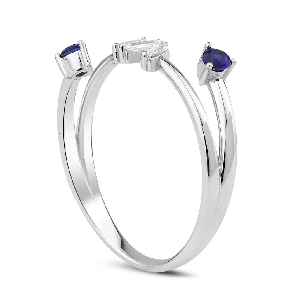 0.24 Karat Pırlanta Safir Baget Yüzük