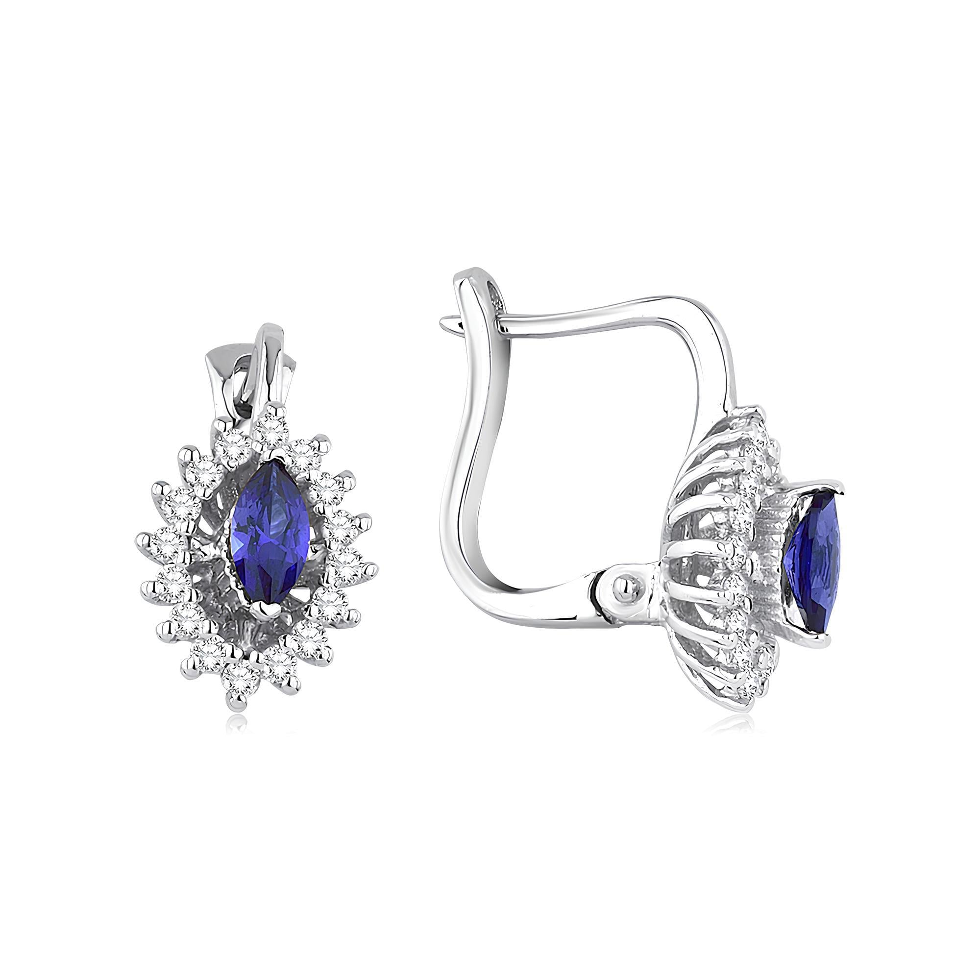 0.57 Karat Pırlanta Safir Küpe