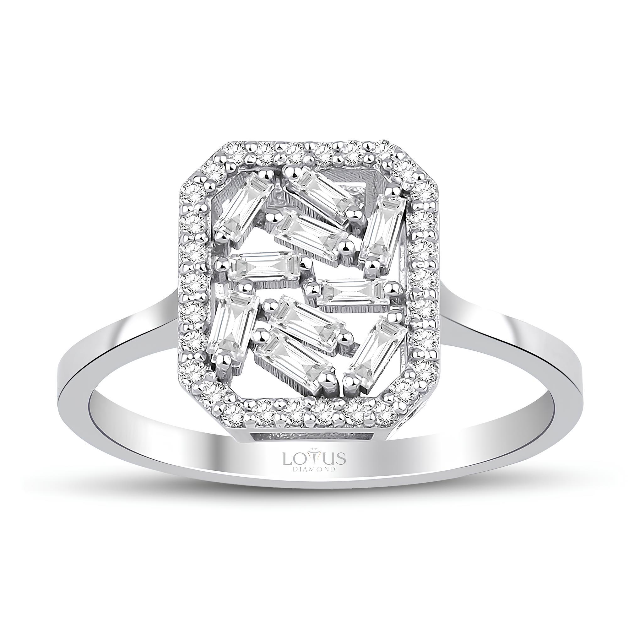 0.30 Karat Pırlanta Bagetli Yüzük